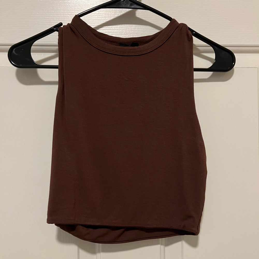 Naked Wardrobe Brown Cropped Tank, Size Medium
